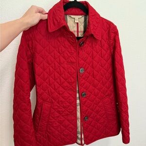 Women's Red Burberry Quilted Jacket
